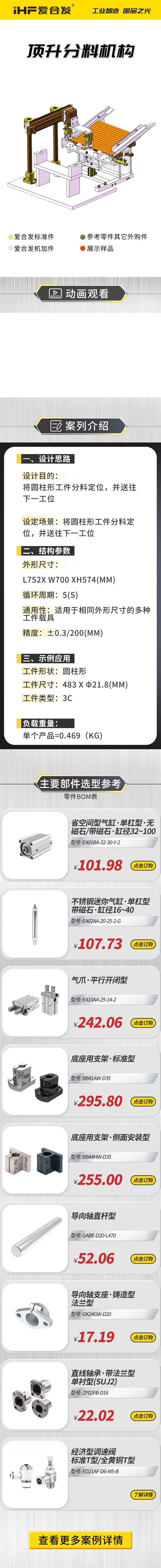 愛合發：案例介紹，頂升分料機構！